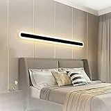 ZTWLEED Applique da Parete Interno,44W 120CM RA≥80 Nero LED Lunga, Tre Colori Dimmerabile Moderna, Grande Lampade da Muro per Letto Soggiorno Scala AC110-265V