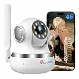 ctronics 3G/4G LTE Telecamera SIM Interna, PTZ 360° Videocamera Sorveglianz Senza Fili Indoor, Visione Notturna a Colori, Rilevamento di Umano/Movimento, Tracciamento Automatico, Audio Bidirezionale
