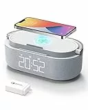 COLSUR Radiosveglia Digitale con Ricarica Wireless, Radio FM Sveglia con Allarme con Timer di Speaker Bluetooth Portatile, USB Luce Noctturna, Display LED Regolabile