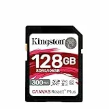 Kingston Scheda di memoria SDXC Canvas React Plus da 128 GB UHS-II 300R/260 W U3 V90 per Full HD/4K/8K - SDR2/128 GB