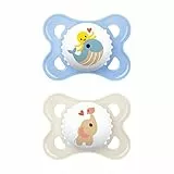 MAM Original Ciuccio in Set da 2, in Silicone Skinsoft con Custodia Porta Succhietto, 2-6 Mesi, Azzurro