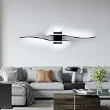 Applique da Parete Interno in Alluminio, Nera Linea Lunga Lampada da Parete Moderna, Minimalista Lampada a Muro per Camera da Letto Soggiorno Corridoio Ufficio Scala, Bianco Freddo 6500K