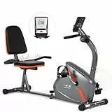 ISE Cyclette Orizzontale con Sella Regolabil, Recumbent Ergometro Ideale per Allenamento di Recupero, Sensori di Pulsazione, Supersilenzioso, SY-6802 Grigio