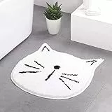 LAOSHIZI Tappetini per Il Bagno Cartone Animato Gatto Tappetino da Bagno Antiscivolo Super Morbido Soggiorno Entrata Tappeto Bianca