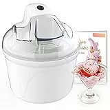 Gelatiera 1,5 L Macchina per Gelato con Bocca Coperchio Trasparente Pronto in 30 min 12W Macchina Gelato per Sorbetti Frozen Yogurt e Gelato Artigianale