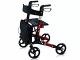 Gima Deambulatore Compact pieghevole, con struttura leggera in alluminio rosso, rete sedile in tessuto con strap up, 43162