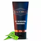 King C. Gillette Gel Da Barba Trasparente per Rasatura Uomo, Confezione da 150 ml, Protegge e Ripara la Pelle dalle Lamette, Profumo al té Bianco, Idea Regalo Uomo Kit Professionale