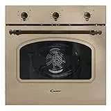 Candy FCC603NAV Forno Elettrico da Incasso, Ventilato, Capacità 65 Litri, Multifunzione e Funzione Pizza, 8 Programmi, 56.8x59.5x59.5 cm, Stile Rustico, Avena, Classe A+