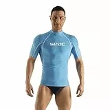 SEAC RAA Short Evo Uomo Maglia Protettiva Rash Guard per Snorkeling e Nuoto Anti UV, Azzurro, L