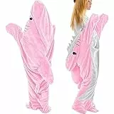 ZQYMM Coperta con cappuccio a forma di squalo, super morbida e accogliente, in flanella, con cappuccio e coda di squalo, adatta per adulti, donne, uomini, adolescenti, regali di squalo per gli amanti