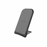 PNY Caricatore Wireless, Fino a 10W, Certificato Qi, per Tutti Gli Smartphone abilitati Qi, Ricarica Orizzontale o Verticale, Design Pieghevole, Finitura in Tessuto Grigio Premium
