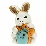 THUN - Coniglio Joy Adorabile con Uovo Azzurro - Soprammobili - Idea Regalo - Linea Color Your Easter - Ceramica - 14,5x15,2x21 h cm