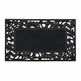 Relaxdays Zerbino in Gomma, Antiscivolo e Resistente alle Intemperie, Disegni di Foglie, Tappetino, LxP: 75x45 cm, Nero