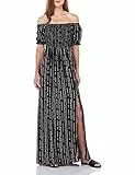 find. Vestito Estivo Donna Maxi Casual per L'Estate, Floreale, Spalline Scoperte, Maniche Corte e Spacchetti Laterali, Colore Nero, Size XL