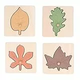 Agatige Puzzle di Foglie di Legno da 4 Pezzi, Puzzle di Foglie di Legno Puzzle prescolari per la casa di età Superiore a 3 Anni