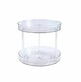 Weinsamkeit Girevole 2 Livelli Organizer cucina 360°Ruotabile Trasparente Porta spezie per Cucina Frigorifero Congelatore Armadio Bancone Portaoggetti Per Spezie, Frutta, Snack (A)
