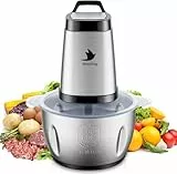 Nestling® 600W Robot da Cucina,Tritatutto Elettrico da 2 litri,Tritatutto per Verdure con 4 Lame Affilate per Carne, Verdure,Cipolle e Frutta [Classe di efficienza energetica A+++]