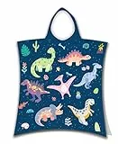 Theonoi Poncho da bagno per bambini, con cappuccio/accappatoio, asciugamano da doccia, telo da bagno, con cappuccio, per ragazzi e ragazze, 100% cotone (dinosauri)