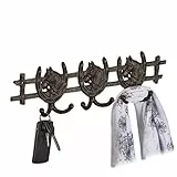 Relaxdays Attaccapanni da Parete, Tema Cavalli, 11x36,5x3,5 cm, 6 Ganci Appendiabiti Ghisa, Guardaroba Ingresso, Marrone