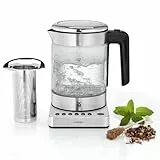 WMF KitchenMinis Bollitore elettrico in Acciaio Inox 18/10 Cromargan, capacità 1,0 L, potenza 1900 W, caraffa in vetro, finitura satinata opaca