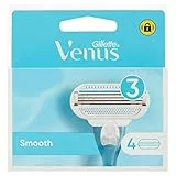 Gillette Venus Smooth LAMETTA DONNA, 4 LAMETTE di Ricambio per RASOIO DONNA, Confezione da 4 Ricambi con 3 Lame, Rasatura Veloce ed Efficace