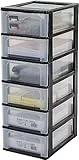 Iris Ohyama, Torre di stoccaggio , organizzatore, 6 cassetti da 7 L, formato A4, cassetti trasparenti, ufficio, soggiorno - Organizer Chest OCH-2006 - Nero