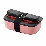 Guzzini Store On The Go STORE&GO Set Lunch Box con Posate da Viaggio, Polipropilene, Thermo Poli Rock, Stainless Steel, 21 x 12 x h 7 cm, 900 ml-Rosso Brillante, 02
