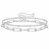 Milacolato Braccialetti a Catena Argento 925 Per Donna Ragazze Bracciale Catena Quadrata Con Taglio a Diamante Regolabile Satellite Perline Bracciali Gioielli Regalo Catena Paperclip Square