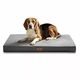 Bedsure Cuscino per cani in memory foam, tappetino per cani, misura grande, ortopedico, materasso per cani, lavabile e antiscivolo, letto per cani interno, grigio, 89 x 56 x 8 cm