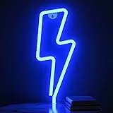 XIYUNTE fulmine neon Insegne luminose Luci notturne Blu neon light Illuminazione per interni lighting bolt Mood Lights, Batteria e USB motorizzato Luce al neon per bambini, cameretta, natalizie
