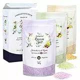 Nortembio Sali di Epsom Pack Confezione Regalo. Sale di Bagno Profumati Vaniglia, Rose, Limone. Idratati con Vitamina C ed E. Sale di Epsom per Rilassamento Muscolare e Dormire Bene. E-Book Incluso.