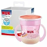 NUK Mini Magic Cup Night Bicchiere salvagoccia | Bordo 360° anti-rovesciamento | 6+ mesi | Si illuminano al buio | Impugnatura facile | Privo di BPA | 160 ml | rosa