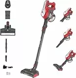 Hoover H-FREE 100 HF122RH 011 Scopa Elettrica Senza Fili, Senza Sacco, Ciclonico, Batteria 22V, Autonomia 40 Min, Argento/Rosso