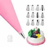 MXTIMWAN Ugelli Torte 12 Pezzi Kit per Decorazione con 12 Ugelli in Acciaio Inossidabile, 1 sac a Poche Riutilizzabili per Impasto Crema- Bocchette Decorative Accessori per Cupcakes, Pasticceria