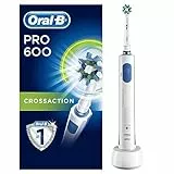 Oral-B Spazzolino Elettrico Ricaricabile Pro 600, Sensore di Pressione Luminoso, Batteria a Lunga Durata, 1 Testina, 1 Spazzolino Elettrico, Bianco, Idea Regalo