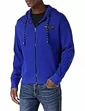 ARMANI EXCHANGE Cross Gender, Zipper, Side Logo Patch, Hooded Felpa con Cappuccio, Blu, L Uomo