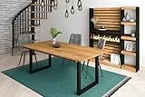 Skraut Home - Tavolo da pranzo | 10 posti | 200 | Robusto e stabile grazie alla sua struttura e alle gambe solide | Ideale per le riunioni di famiglia | Rovere | Stile industriale