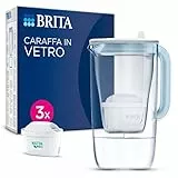 Brita Caraffa in vetro Light Blue (2.5L) incl. 3 filtri MAXTRA PRO All-in-1 - Caraffa di design premium con coperchio ribaltabile per riempimento facile - ora in confezione Smart Box sostenibile
