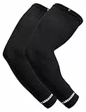 GORNATION® Manicotti per braccia | 2x Manicotti caldi (coppia) per ciclismo, fitness e calisthenics | Unisex per uomini e donne | Bendaggio per tutto il braccio e il gomito durante lo sport (S, Nero)