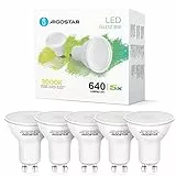 Aigostar - Lampadina LED GU10 8W, Luce Bianca Calda 3000K 640 Lumen, Angolo a Fascio 100-120 Gradi, Nessun Sfarfallio, Pacco da 5