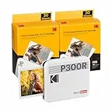 KODAK Mini 3 Retro 4PASS Stampante Fotografica Portatile (7,6x7,6cm) + Pacchetto con 68 Fogli, Bianco