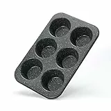 Stampo per Muffin Super Grandi Stampo per 6 Muffin Antiaderente Teglia per Muffin in Granito Nero Finitura Effetto Pietra Piastra per Muffin
