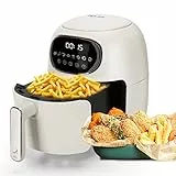 Taylor Swoden Ava - Friggitrice ad aria senza olio, friggitrice ad aria tecnologica compatta 3L, 1300W, 8 menu preimpostati, display LED, cestello con rivestimento antiaderente, Bianco sporco