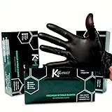 KGloves Guanti in Nitrile Neri con Alta Vestibilità e Resistenti, 100 Guanti Monouso Certificati e Professionali per Uso Medico Tatuatore Estetista e Alimenti (M, Nero)