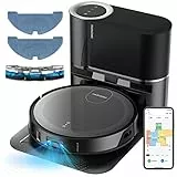 Proscenic Floobot X1 Robot Aspirapolvere Lavapavimenti, Aspirazione 3000Pa con Svuotamento Automatico, Lavaggio con Vibrante, Controllo Smart APP & Alexa per Peli Animali/Capelli/Polvere