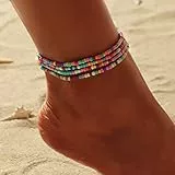 Handcess Boho Cavigliere Donna Braccialetti alla caviglia con perline Cavigliera colorata Perline Piede Gioielli per donne e ragazze (Colore)
