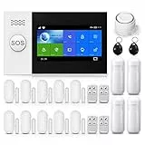 Sistema di allarme domestico wireless, sistema di sicurezza Wi-Fi con schermo fulltouch wireless da 4,3' Funziona con Alexa e Google per casa, appartamento