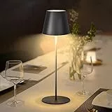 GGOO Lampada da Tavolo Ricaricabile Touch Sense Dimmerabile 2700-4000K Luce Bianca Calda Funzione di Memoria Impermeabile IP54 per Interni ed Esterni, Ristorante, Camera da Letto, Soggiorno(Nero)