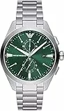 Emporio Armani Orologio da uomo, movimento cronografo, cassa in acciaio inossidabile da 43 mm con bracciale in acciaio inossidabile, AR11480