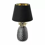 Navaris Ananas Luce da Tavolo - Base Lampada in Ceramica Nera e Paralume Nero Alta 40cm Funziona con Lampadine E27 - Black Pineapple Lamp